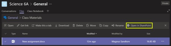 new assignment in class materials